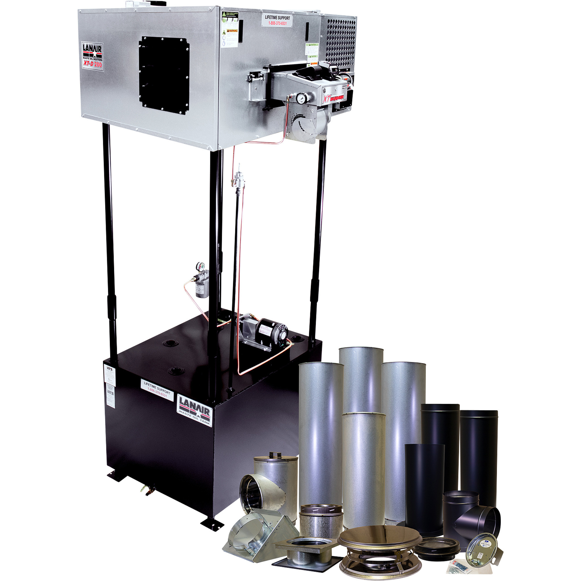 Lanair Ductable Waste Oil Heater with Thermostat and Chimney, 200,000 BTU, 5000 Sq. Ft. Capacity, Model# 81012024